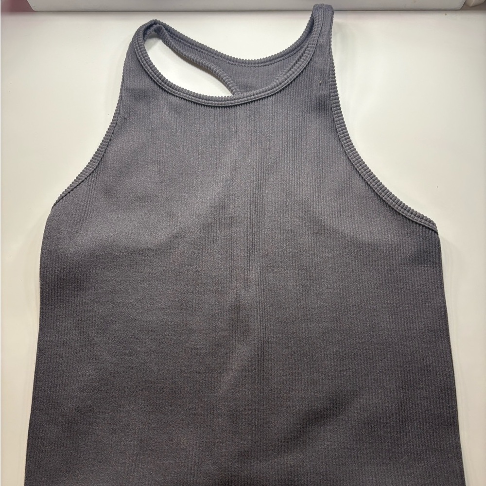 Gray Ribbed Women's Tank Top